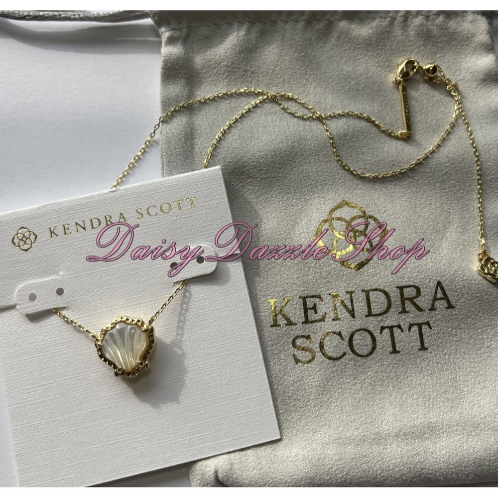 New Kendra Scott Brynne Shell Seashell Necklace White Ivory Mother Of Pearl Gold